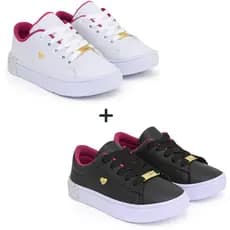 Kit 2 Pares Tenis Casual Menina Menina Infantil Escolar Confortavel Leve