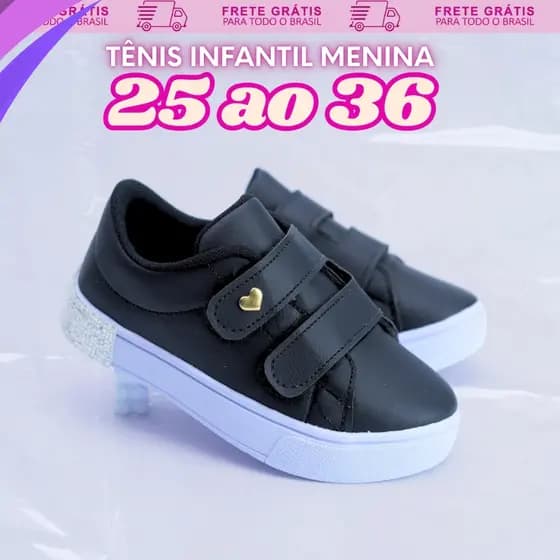 Tênis Infantil Menina Escolar Ultra Confortável Velcro 25 ao 36 Entrega Expressa
