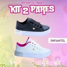 Kit 2 Pares Tênis Feminino Infantil Conforto Total Escolar 25-36 Entrega Expressa