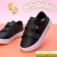 Tênis Infantil Feminino Escolar Versátil com Velcro 25 ao 36 Envio Grátis