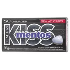 2X Mentos Kiss Menta Forte 50un/35g Pastilha Kiss Mentos Kiss Strong Mint Sem Açúcar