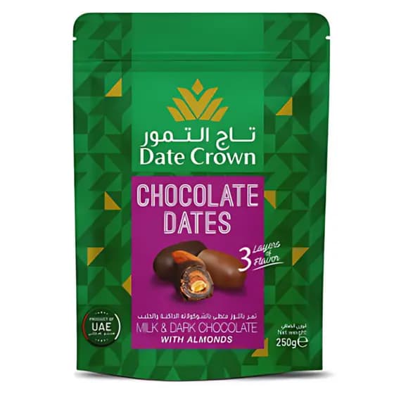 Tâmaras Date Crown Chocolate Ao Leite & Dark Tamaras Premium Importadas Dubai