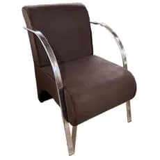 Poltrona Decorativa Predoli Braço de Alumínio Suede, Recepção, Sala, Quarto, Barbeiro, Consultório