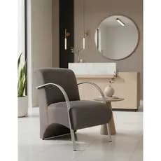 Poltrona Decorativa Predoli Braço de Alumínio Suede, Recepção, Sala, Quarto, Barbeiro, Consultório