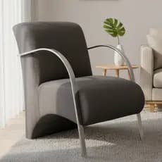 Poltrona Decorativa Predoli | Braço Alumínio, Suede | Recepção, Sala, Quarto, Barbeiro, Consultório