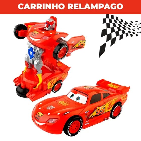 Brinquedo de Menino Carrinho Estilo Relâmpago Mcqueen Carros Transforma Robô Som E Luzes Cars