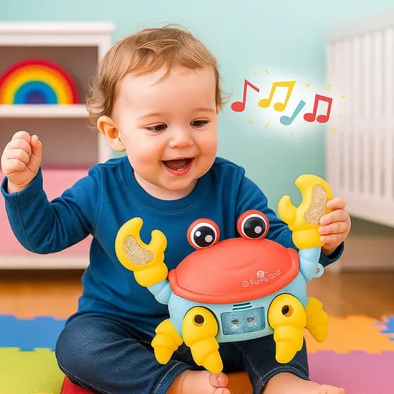 Brinquedo Caranguejo Fujão  Musical Som Luz E Movimento Sensorial