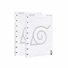 REFIL  Genérico Naruto Pautado DUAS colunas / Compatível Caderno Discos / Inteligente 100 Folhas Grande 11 Furos 90g