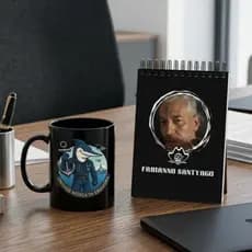 kit caneca de porcelana e bloquinho personalizado - fazemos usa arte - presente afetivo