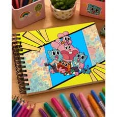 Livro de Colorir Gumbal 50/80/100 Folhas 180Gramatura Caderno de Desenho Pintura Coloring Book Bob Bobi God