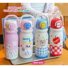 Garrafa térmica Infantil FoFO Com Canudo/Bico duplo 520ml aço inox para presente Crienca Escola--ZW