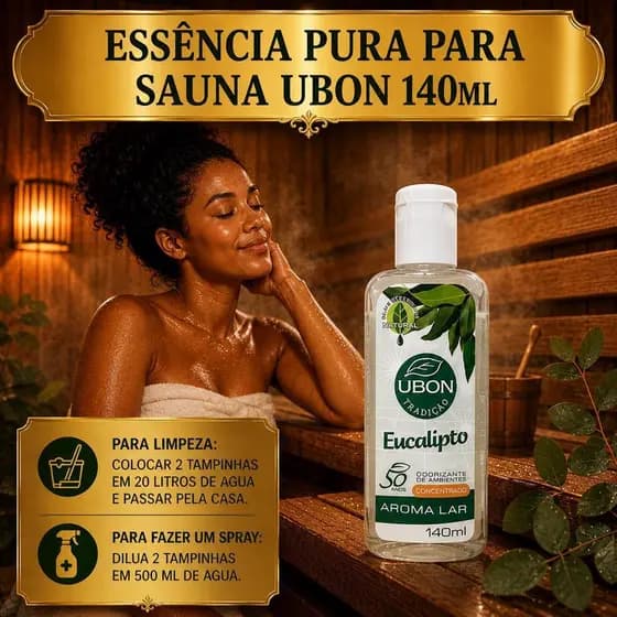 01 Essência De Eucalipto Sauna Ubon Concentrado 140ml Para Lar Hotel Pousada E Clube Envio Imediato