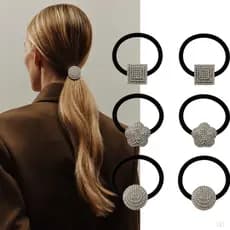 1|2|3|6|9 Peças Acessórios de Cabelo Xuxa Dourado Elástico Elegante Feminino Amarrador Laço Prendedor Prata Luxo