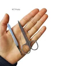 Kit Pinça Tesourinha Inox Premium | Dourado ou Prata, Ferramentas Manicure Sobrancelha Profissional