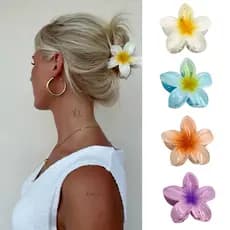 Piranha Flor Cabelo Presilha Grampo Médio Grande Colorida Jasmim 8cm | 6cm