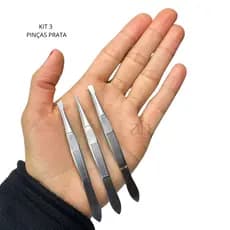 Pinça  Prata de Sobrancelha Inox Alta Precisão e Durabilidade