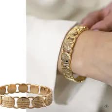 Bracelete 10 Mandamentos Pulseira Feminino Luxo Medalhas Alto Relevo
