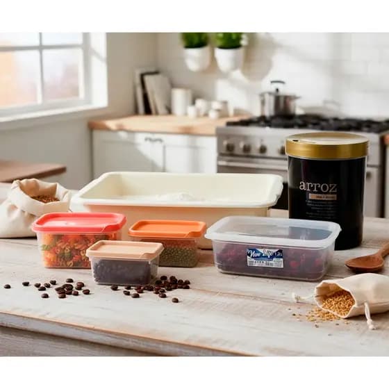 Kit 7 Potes Organizadores Multiuso Cozinha Presente Chá de Cozinha Utilidades