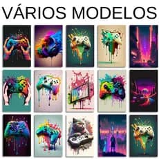 Quadro Placa Decorativa Quarto Gamer Headset Frase Jogo Jogador Controle Console Vídeo Game Full HD