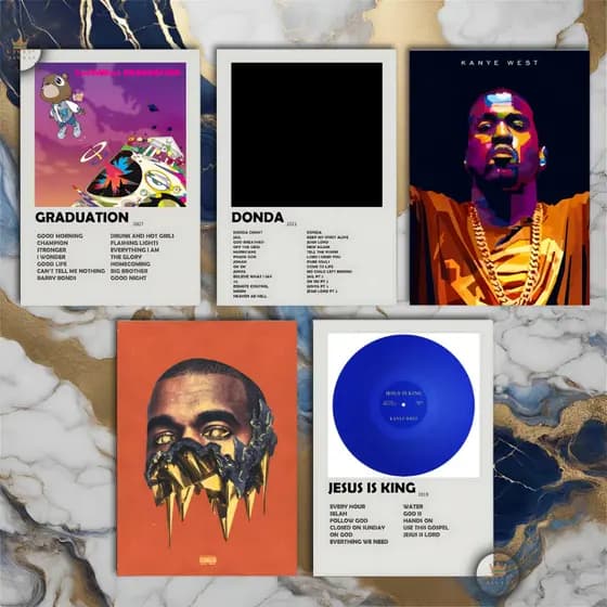 Quadro Decorativo Placas Kanye West Quadro Discografia Album em MDF 30x20cm Full HD