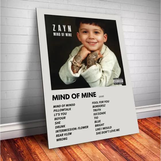 Quadro Decorativo Placas Zayn Malik Quadro Discografia Album em MDF 30x20cm Full HD