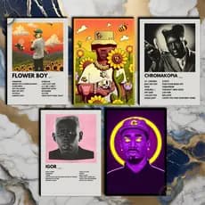 Quadro Decorativo Placas Tyler, the Creator Quadro Discografia Album em MDF 30x20cm Full HD
