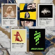 Quadro Decorativo Placas Billie Eilish Quadro Discografia Album em MDF 30x20cm Full HD