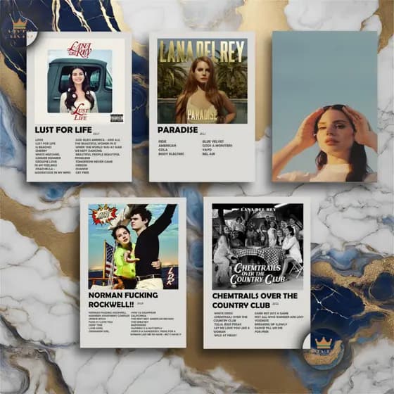 Quadro Decorativo Placas Lana Del Rey Quadro Discografia Album em MDF 30x20cm Full HD