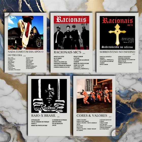 Quadro Decorativo Placas Racionais Quadro Discografia Album em MDF 30x20cm Full HD