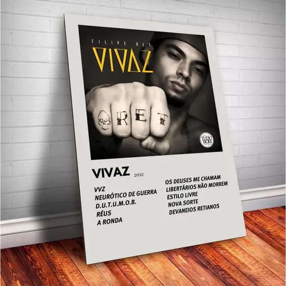 Quadro Decorativo Placas Filipe Ret Quadro Discografia Album em MDF 30x20cm Full HD