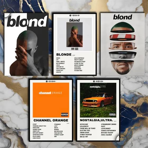 Quadro Decorativo Placas Frank Ocean Quadro Discografia Album em MDF 30x20cm Full HD