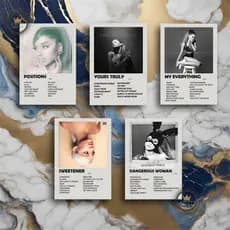 Quadro Decorativo Placas Ariana Grande Quadro Discografia Album em MDF 30x20cm Full HD