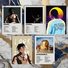 Quadro Decorativo Placas Travis Scott Quadro Discografia Album em MDF 30x20cm Full HD