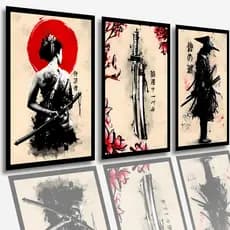 Quadros Decorativos Grande Samurai Oriental Japonês Sala Quarto