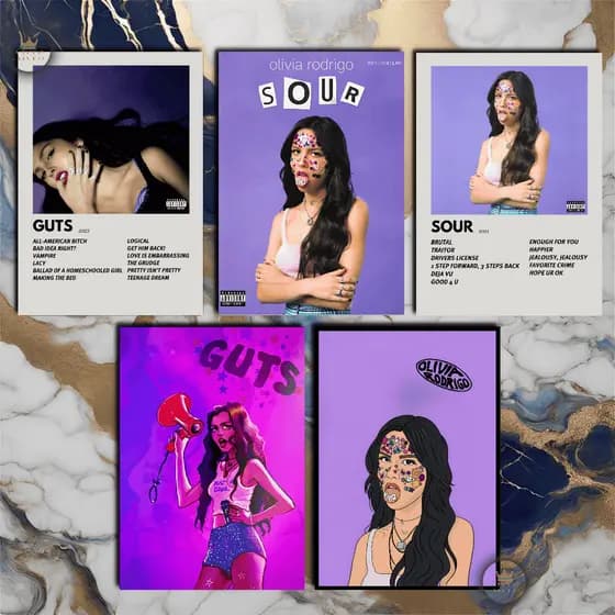 Quadro Decorativo Placas Olivia Rodrigo Quadro Discografia Album em MDF 30x20cm Full HD