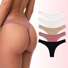 Kit 5 Calcinhas Tanga Fio Dental Algodão Cotton Confortável