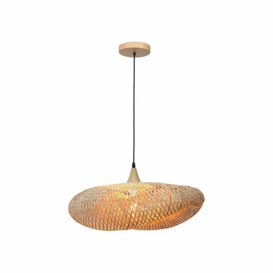 Luminária Pendente Regia 760  Fibra de Bambu Rustico E27 Decorativo G-light