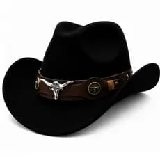 Chapéu Cowboy Country Masculino Feminino Estilo Ocidental Vaqueiro Feltro Clássico