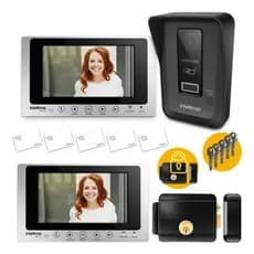 Kit Vídeo Porteiro Wifi Allo Wt7 Lite  Fechadura E E 2 Telas