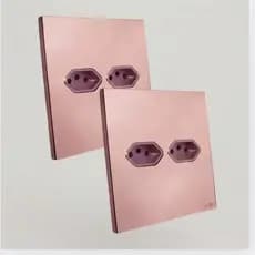 Kit 2 Tomadas 20a Dupla Tok Glass Rose 4x4