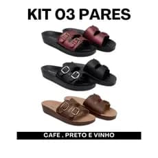 Kit 3 Pares Sandalia Ortopédica Feminina Confortavel Esporão Dores nos Pés Macia Terapia dos Pés