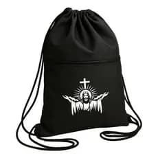 Mochila Saco Esportiva Nylon Treino Academia Jesus Cristo Cristão Cruz Religioso Unissex