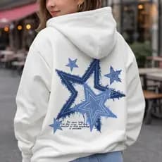 Moletom Canguru Oversized Estampa Estrela Streetwear Y2K Gringa Blusa Com Capuz