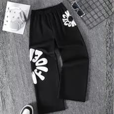Calça Moletom Larga Streetwear Y2K Estampa Exclusiva Flowers