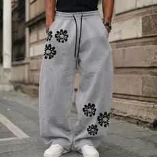 Calça Moletom Baggy Wide Leg Streetwear Unissex Estampa Y2K