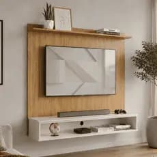 Painel Para TV Até 50” Siena Home Suspenso Design Sofisticado - Naturale Off White