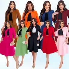 CONJUNTO 4 PEÇAS: BLAZER 6 BOTÕES, SAIA, CAMISETA E CINTO MODA EVANGÉLICA, CONGRESSO CULTO PLUS SIZE