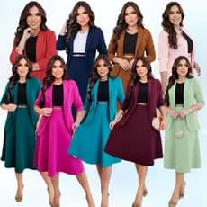 CONJUNTO FEMININO 4 PEÇAS: BLAZER, SAIA, CAMISETA E CINTO MODA EVANGÉLICA  PLUS SIZE CONGRESSO CULTO