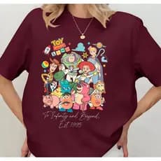 Camiseta Estilo Retrô Estampa Toy Story Colorida “To Infinity and Beyond” Inspirada Em desenho