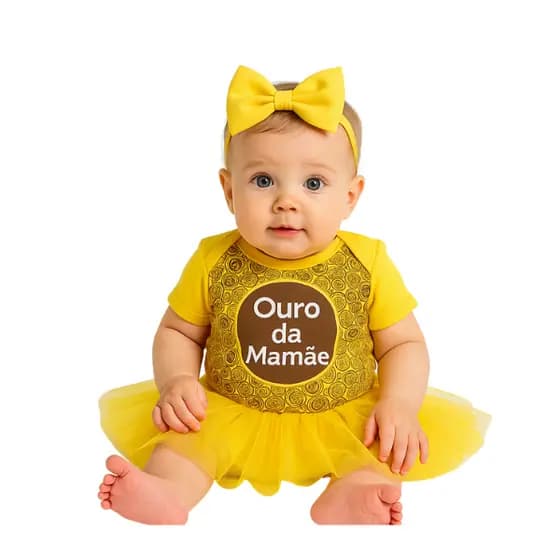 Body Bebê Temático Mesversário infantil  Ouro Da Mamãe